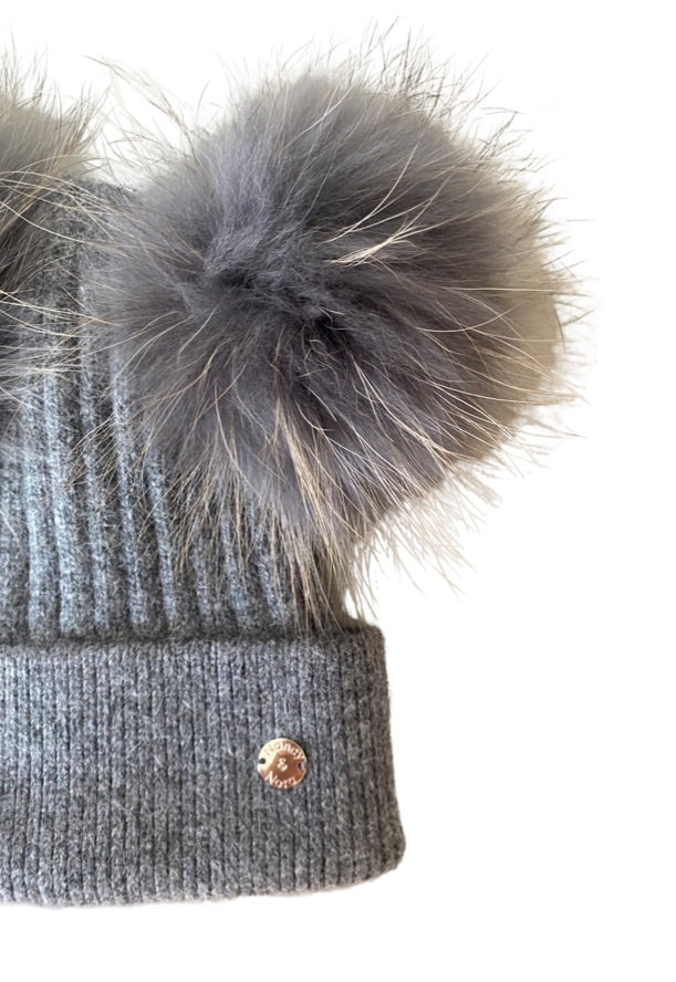 Adults Classic Double PomPom Dark Grey