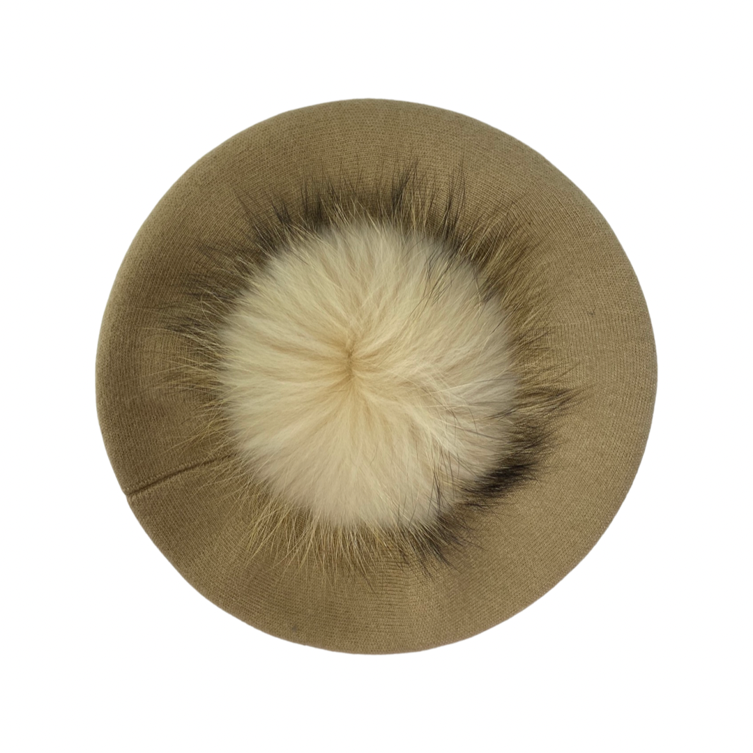 Beret with PomPom Camel