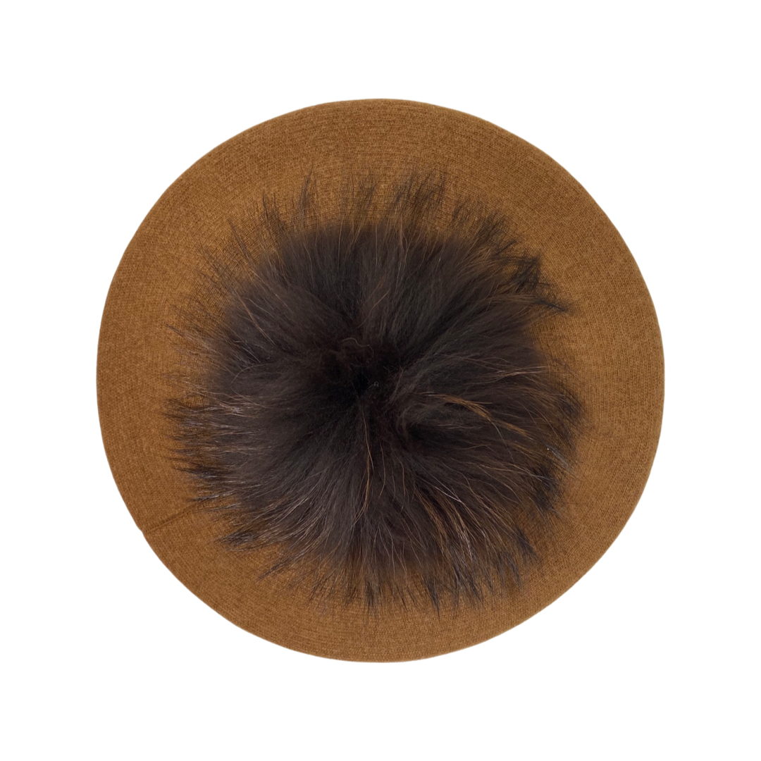 Beret with PomPom Chocolate